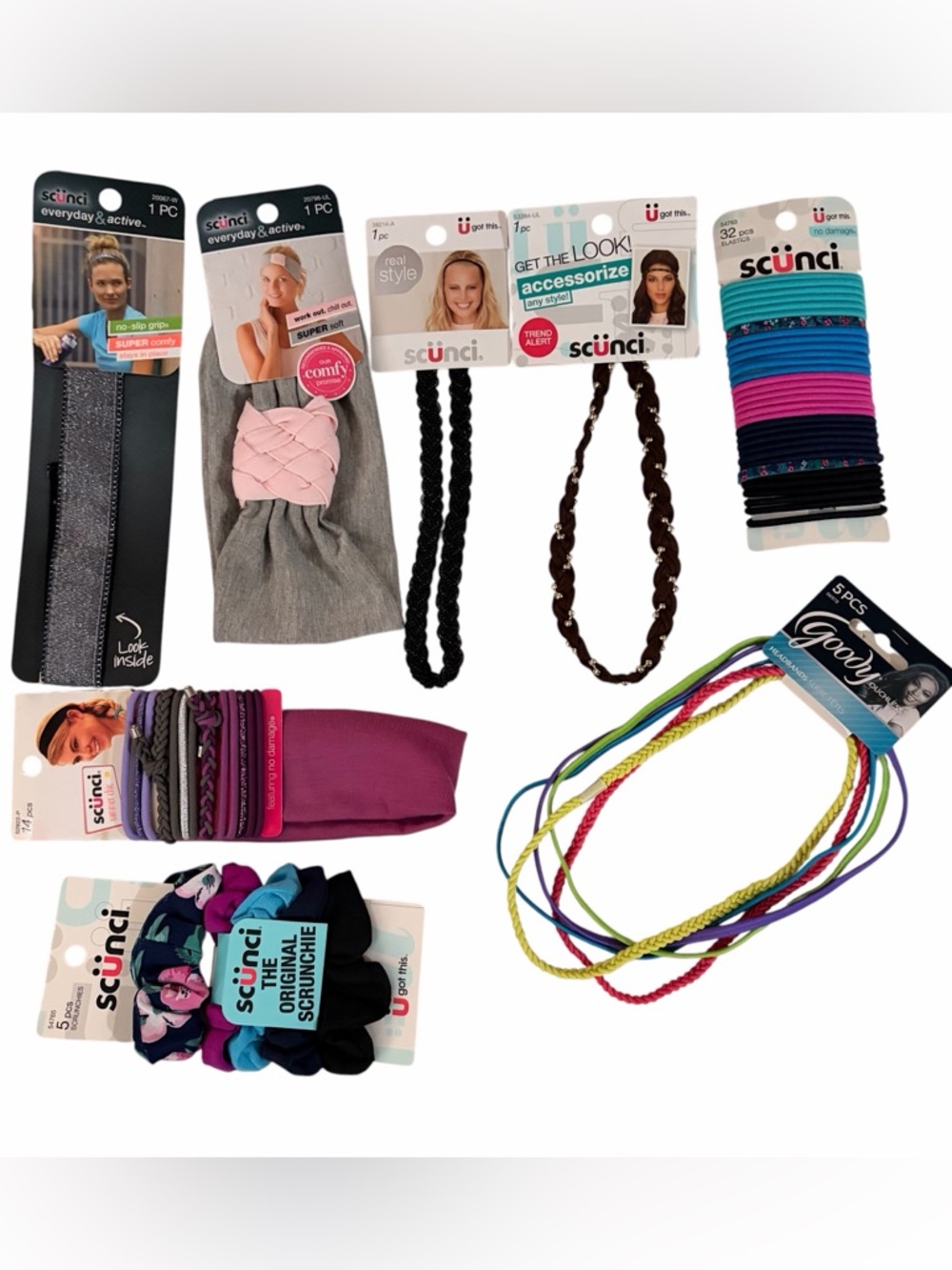 Lot Scunci Goody No Slip Ouchless Summer Chic No Damage Active Beauty Headwrap